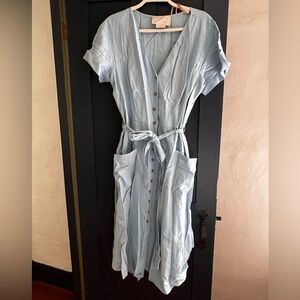 GalMeetsGlam Button Up Linen Shirt Dress